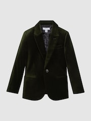 Reiss Emerald Apsara 9-14 yrs Slim Fit Velvet Single Breasted Blazer - Image 2 of 6