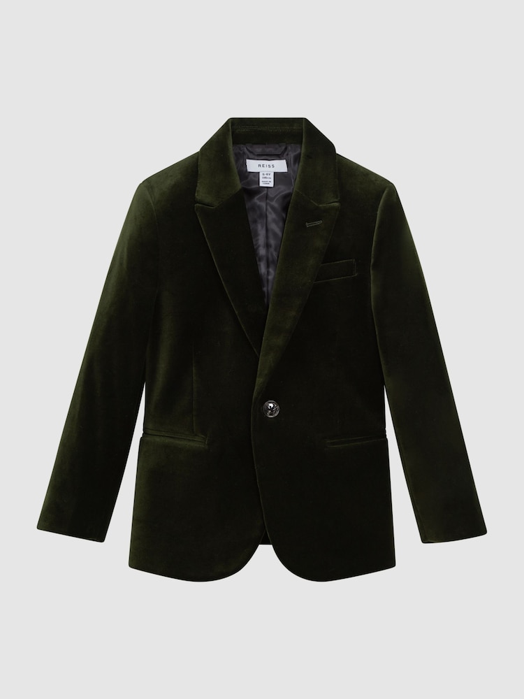 Reiss Emerald Apsara 9-14 yrs Slim Fit Velvet Single Breasted Blazer - Image 2 of 6