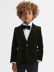 Reiss Emerald Apsara 9-14 yrs Slim Fit Velvet Single Breasted Blazer - Image 3 of 6