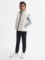 Reiss Ecru Leftwich 3-9 yrs Quilted Corduroy Hooded Gilet - Image 1 of 5