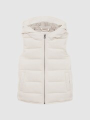 Reiss Ecru Leftwich 3-9 yrs Quilted Corduroy Hooded Gilet - Image 2 of 5