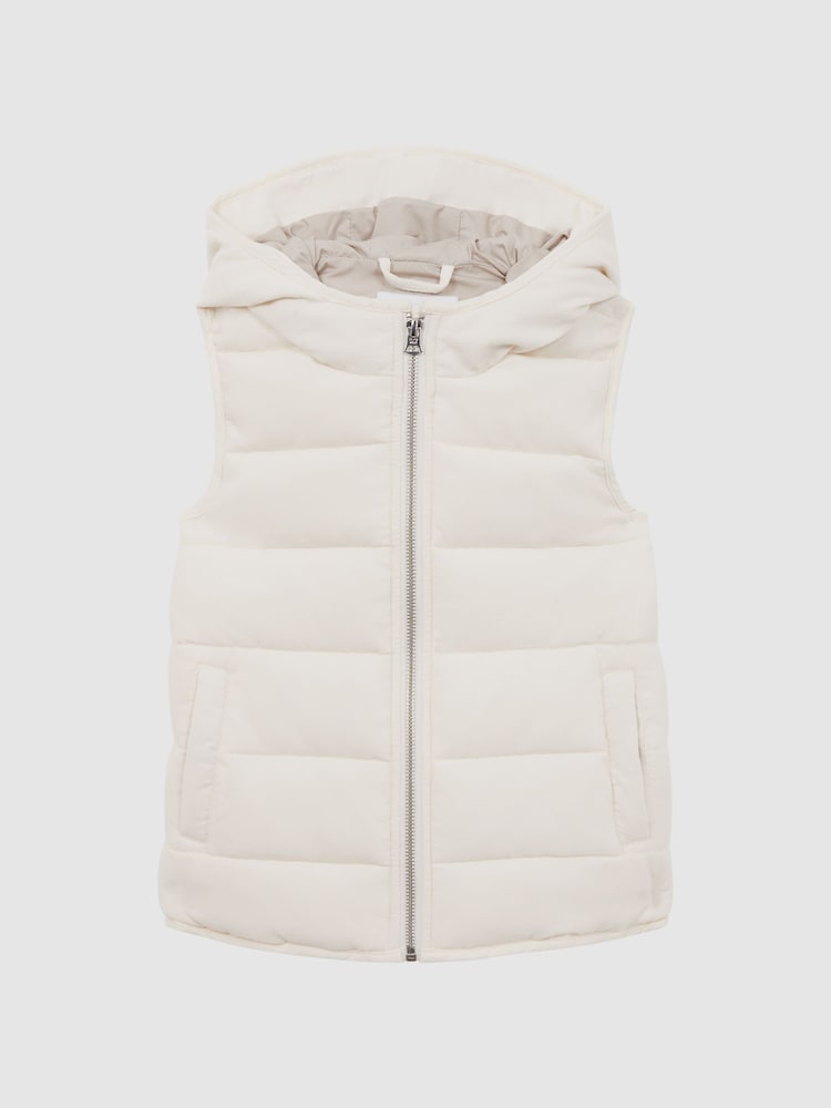 Reiss Ecru Leftwich 3-9 yrs Quilted Corduroy Hooded Gilet - Image 2 of 5