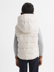 Reiss Ecru Leftwich 3-9 yrs Quilted Corduroy Hooded Gilet - Image 4 of 5