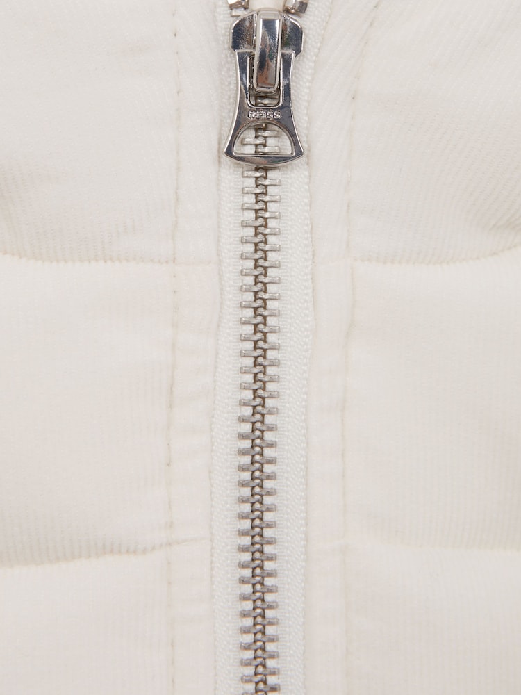 Reiss Ecru Leftwich 3-9 yrs Quilted Corduroy Hooded Gilet - Image 5 of 5