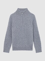 Reiss Isla Blue Richmond 3-9 yrs Cashmere Knitted Half-Zip Funnel Neck Jumper - Image 2 of 6