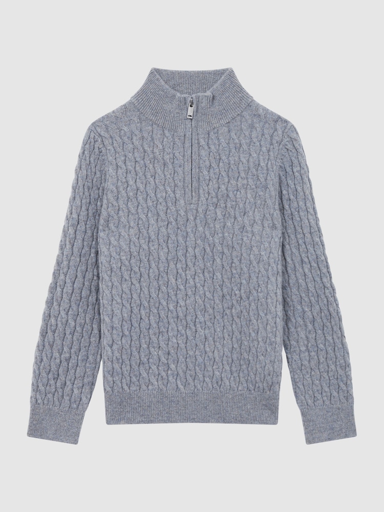 Reiss Isla Blue Richmond 3-9 yrs Cashmere Knitted Half-Zip Funnel Neck Jumper - Image 2 of 6