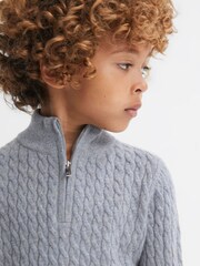 Reiss Isla Blue Richmond 3-9 yrs Cashmere Knitted Half-Zip Funnel Neck Jumper - Image 3 of 6