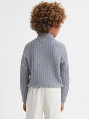 Reiss Isla Blue Richmond 3-9 yrs Cashmere Knitted Half-Zip Funnel Neck Jumper - Image 5 of 6