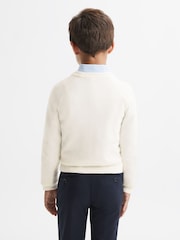 Reiss Ecru Osburn 9-14 yrs Slim Fit Motif Crew Neck Jumper - Image 4 of 5