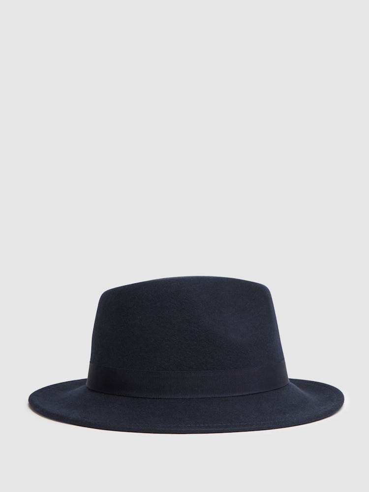 Reiss Navy Ally Wool Fedora Hat - Image 1 of 5