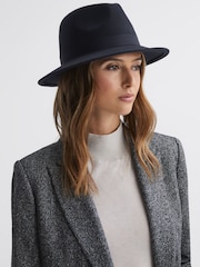 Reiss Navy Ally Wool Fedora Hat - Image 2 of 5