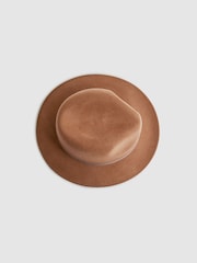 Reiss Camel Ally Wool Fedora Hat - Image 3 of 4