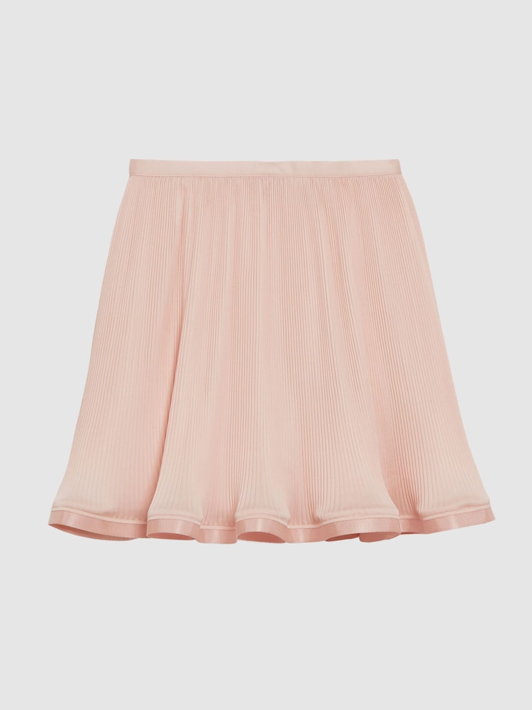 Reiss Pink Violet 4-9 yrs Pleated Satin Trim Skirt - Image 2 of 6
