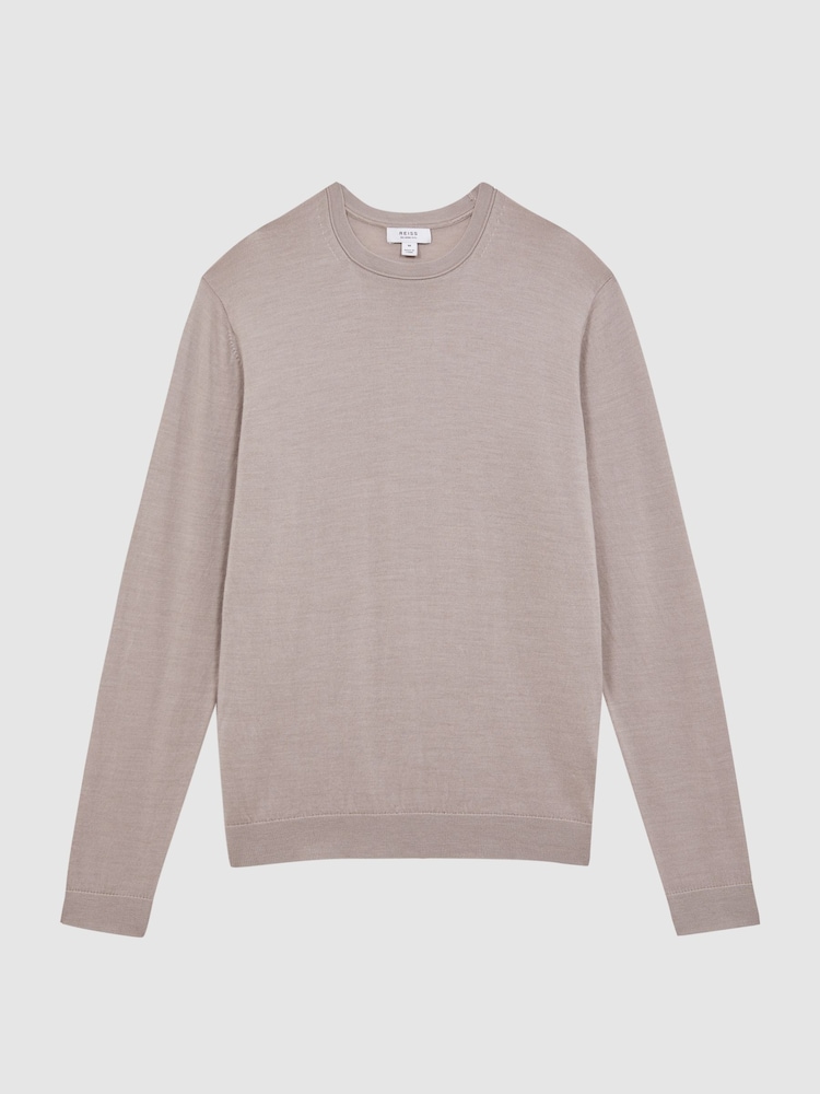 Reiss Mink Wessex Merino Wool Crew Neck Jumper - Image 2 of 5