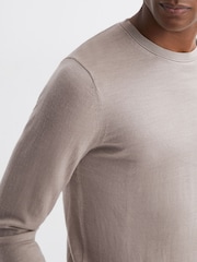 Reiss Mink Wessex Merino Wool Crew Neck Jumper - Image 4 of 5