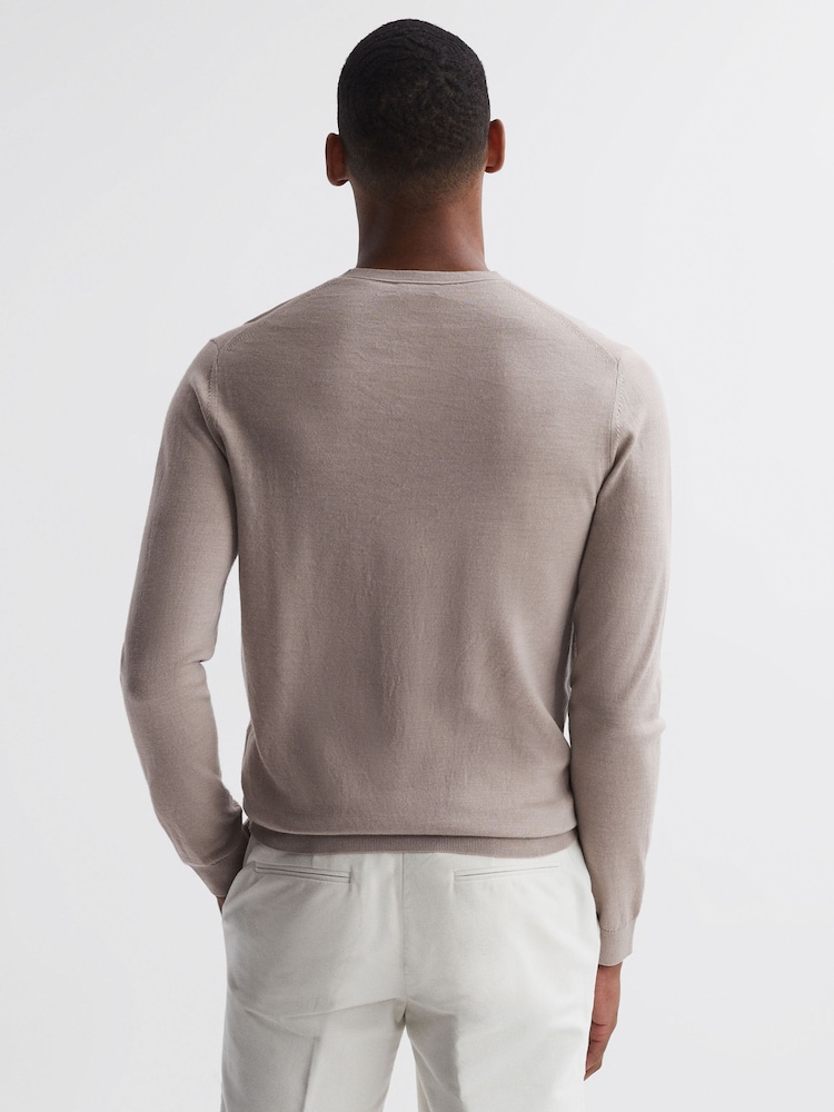 Reiss Mink Wessex Merino Wool Crew Neck Jumper - Image 5 of 5