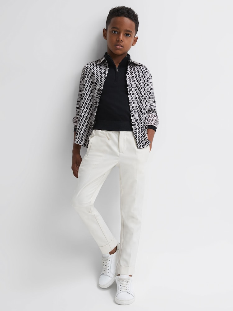 Reiss Black Mozart Monogram Button-Through Shirt - Image 1 of 6