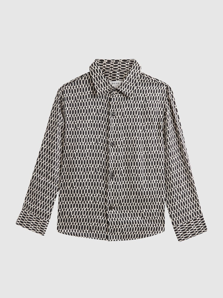 Reiss Black Mozart Monogram Button-Through Shirt - Image 2 of 6