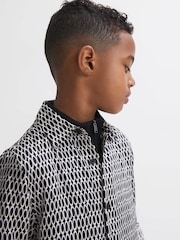 Reiss Black Mozart Monogram Button-Through Shirt - Image 4 of 6