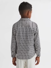 Reiss Black Mozart Monogram Button-Through Shirt - Image 5 of 6