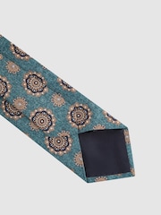 Reiss Sea Green Melange Vulcano Silk Medallion Tie - Image 4 of 5