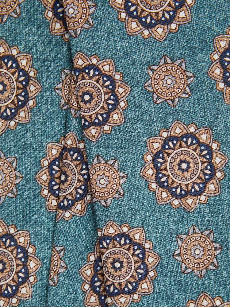 Reiss Sea Green Melange Vulcano Silk Medallion Tie - Image 5 of 5