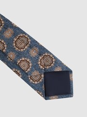Reiss Blue Melange Vulcano Silk Medallion Tie - Image 4 of 5
