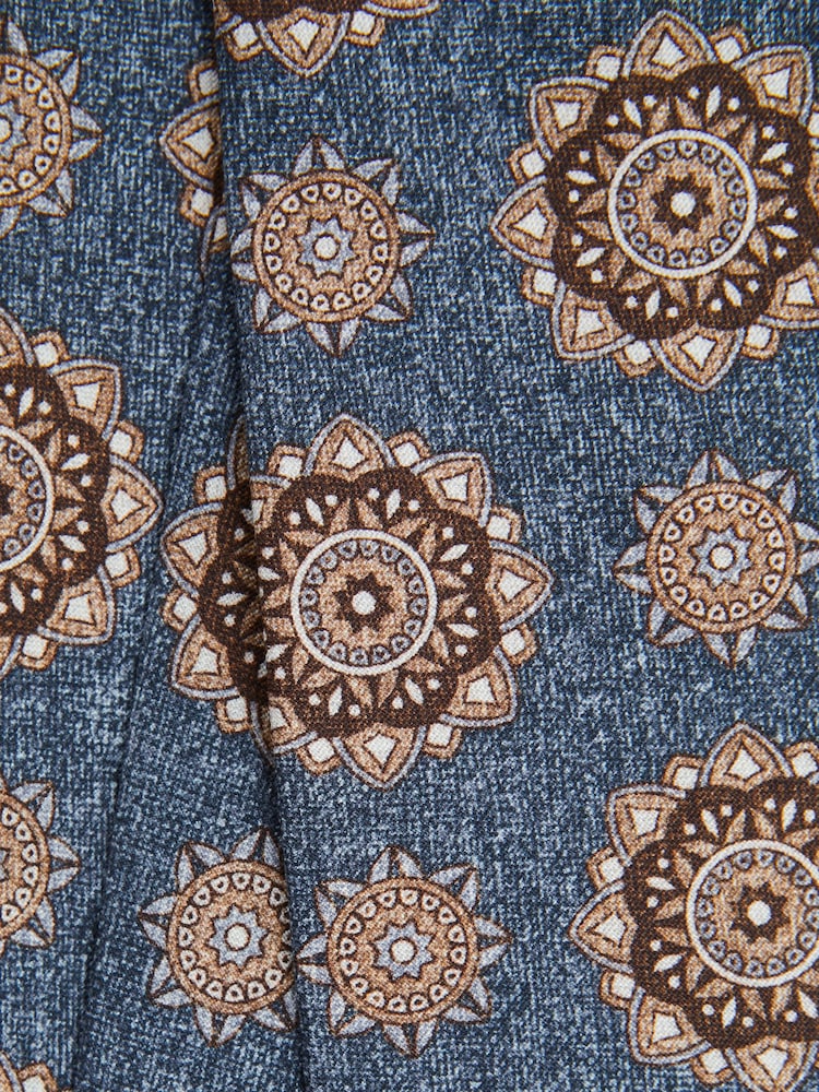 Reiss Blue Melange Vulcano Silk Medallion Tie - Image 5 of 5