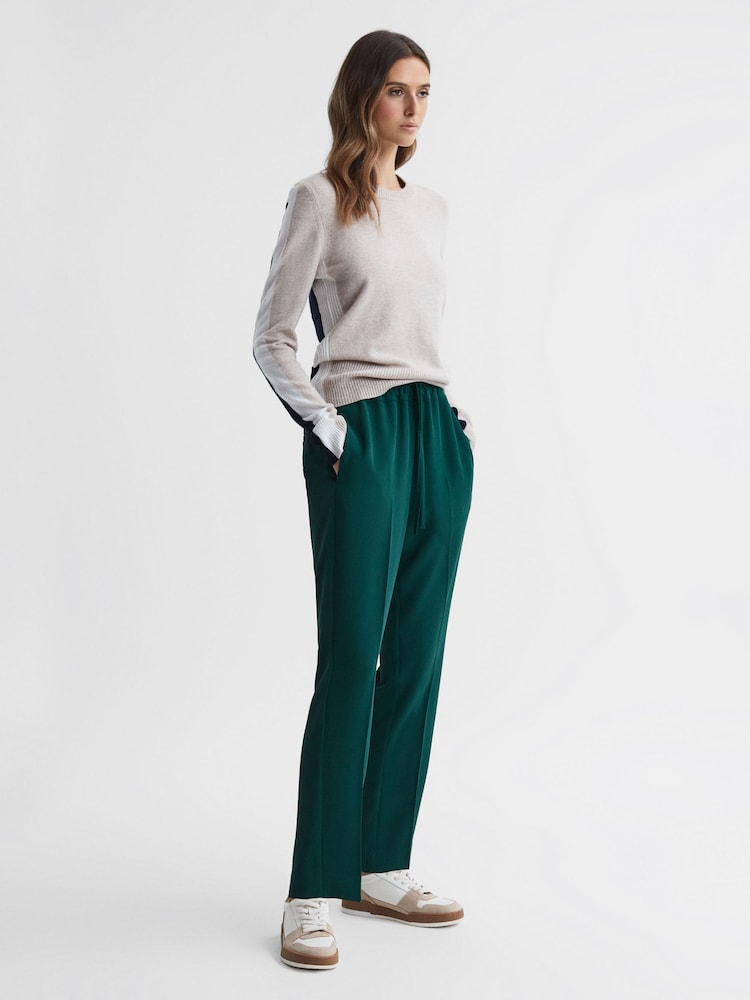 Reiss Teal Hailey Tapered Pull On Trousers - Image 1 of 5