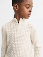 Reiss Cloud White Richmond 9-14 yrs Cashmere Knitted Half-Zip Funnel Neck Jumper - Image 4 of 6
