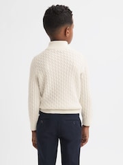 Reiss Cloud White Richmond 9-14 yrs Cashmere Knitted Half-Zip Funnel Neck Jumper - Image 5 of 6
