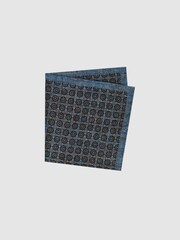 Reiss Blue Melange/Navy Tinetto Wool-Cotton Reversible Pocket Square - Image 3 of 5