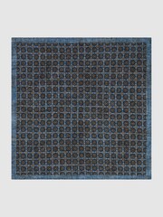 Reiss Blue Melange/Navy Tinetto Wool-Cotton Reversible Pocket Square - Image 4 of 5