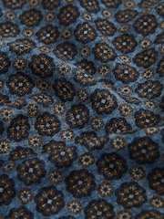 Reiss Blue Melange/Navy Tinetto Wool-Cotton Reversible Pocket Square - Image 5 of 5