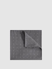 Reiss Soft Grey Tuscan Cotton-Wool Polka Dot Pocket Square - Image 1 of 5