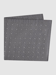 Reiss Soft Grey Tuscan Cotton-Wool Polka Dot Pocket Square - Image 4 of 5