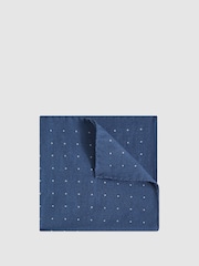 Reiss Airforce Blue Tuscan Cotton-Wool Polka Dot Pocket Square - Image 1 of 5