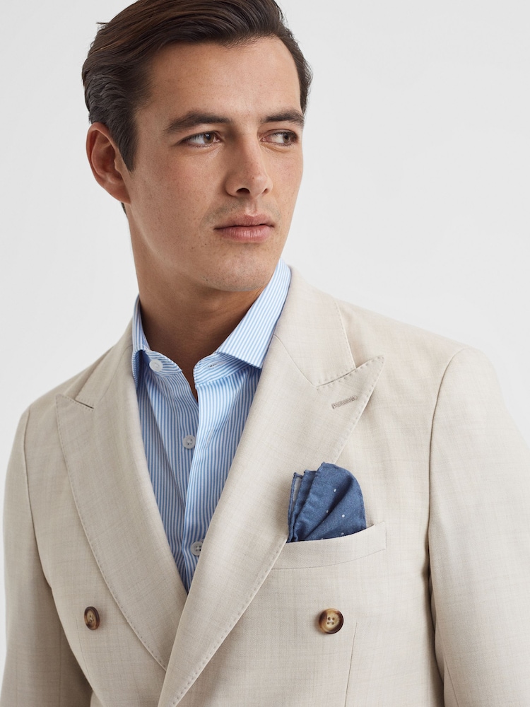 Reiss Airforce Blue Tuscan Cotton-Wool Polka Dot Pocket Square - Image 2 of 5