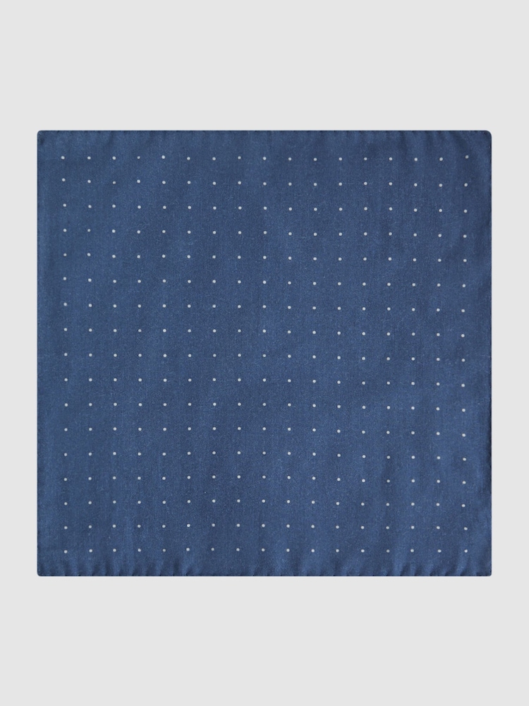 Reiss Airforce Blue Tuscan Cotton-Wool Polka Dot Pocket Square - Image 3 of 5