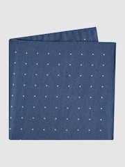 Reiss Airforce Blue Tuscan Cotton-Wool Polka Dot Pocket Square - Image 4 of 5