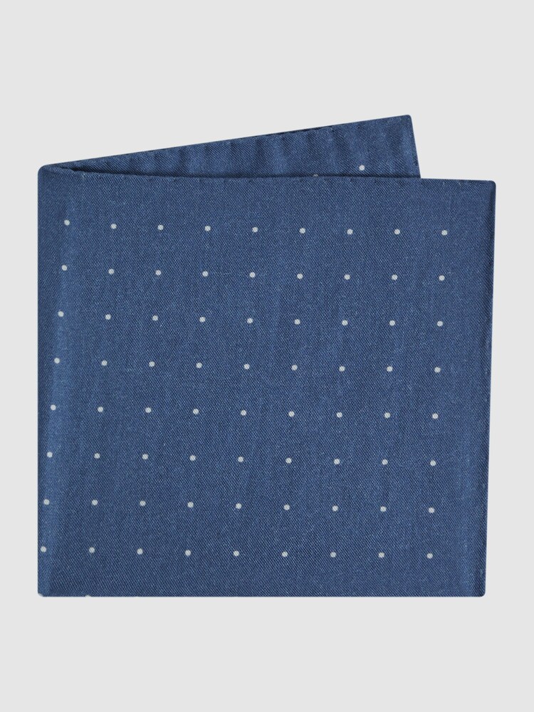 Reiss Airforce Blue Tuscan Cotton-Wool Polka Dot Pocket Square - Image 4 of 5