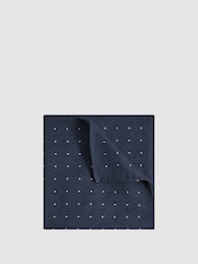 Reiss Navy Tuscan Cotton-Wool Polka Dot Pocket Square - Image 1 of 5