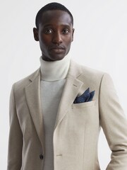 Reiss Navy Tuscan Cotton-Wool Polka Dot Pocket Square - Image 2 of 5