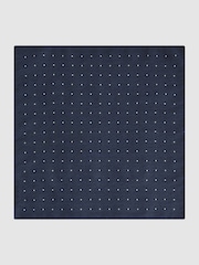 Reiss Navy Tuscan Cotton-Wool Polka Dot Pocket Square - Image 3 of 5