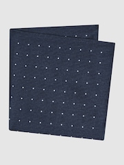 Reiss Navy Tuscan Cotton-Wool Polka Dot Pocket Square - Image 4 of 5