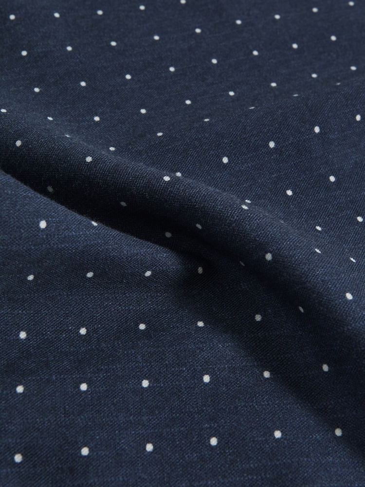 Reiss Navy Tuscan Cotton-Wool Polka Dot Pocket Square - Image 5 of 5
