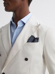 Reiss Navy Ventre Reversible Wool Cotton Pocket Square - Image 2 of 5