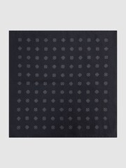 Reiss Navy Ventre Reversible Wool Cotton Pocket Square - Image 3 of 5
