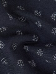 Reiss Navy Ventre Reversible Wool Cotton Pocket Square - Image 5 of 5