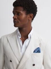 Reiss Indigo Giglio Reversible Cotton Pocket Square - Image 2 of 5